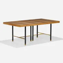 Harvey Probber, Dining table, c. 1955, ash, lacquered wood, brass