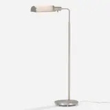 Casella, Adjustable floor lamp, c. 1990, nickel-plated brass, glass
