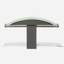 Robert Sonneman, Table lamp, 1987, enameled metal, frosted glass, steel