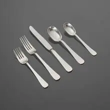 Allan Adler, Round End flatware service, sterling silver, stainless steel