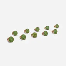 Door pulls, set of ten by Evelyn Ackerman, c. 1960, brass, glass micromosaic inlay, sold Sep 2025