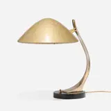 Desk lamp, model D-747 by Harlod Weiss and Richard Barr, c. 1974, enameled aluminum, chrome-plated brass, sold Sep 2025