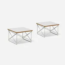 Charles and Ray Eames, LTRs, pair, laminate over plywood, enameled steel