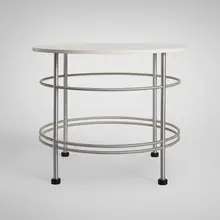 Occasional table by Warren McArthur, c. 1933, aluminum, laminate, rubber, sold Aug 2025