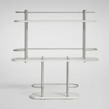 Bar cart by Warren McArthur, c. 1935, aluminum, painted wood, sold Aug 2025
