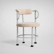 Warren McArthur, Vanity chair, model 1122, c. 1933, aluminum, upholstery, rubber