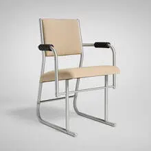 Rudolph M. Schindler, Chair for Sardi's Restaurant, Hollywood, c. 1932, aluminum, upholstery, rubber