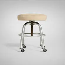 Warren McArthur, Drafting stool, model 1232, c. 1933, aluminum, upholstery, steel, plastic
