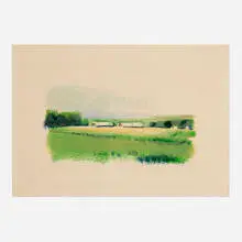 Wolf Kahn, Twin Barns, 1980, lithograph in colors