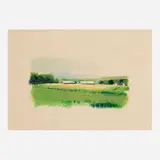 Wolf Kahn, Twin Barns, 1980, lithograph in colors
