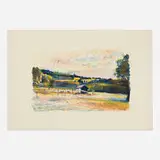 Wolf Kahn, Purple Barn in Landscape, 1980, lithograph in colors