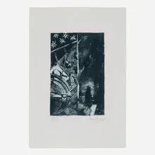 Summer (Blue) by Jasper Johns, 1985-91, lithograph in colors on pale blue J. Whatman, sold Aug 2025