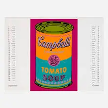 Campbell's Tomato Soup (from Banner, Multiples Calendar for 1968) by Andy Warhol, 1968, screenprint in colors, sold Aug 2025