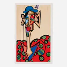 Andres Valencia, Alberto the Clown, 2022, archival pigment print in colors with hand-embellishments on wove