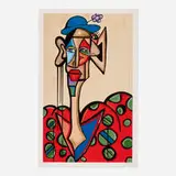 Andres Valencia, Alberto the Clown, 2022, archival pigment print in colors with hand-embellishments on wove