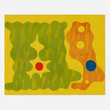 Untitled by Thomas Nozkowski, 1992, woodcut in colors, sold Aug 2025
