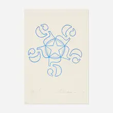 55555 (from the Stamped Indelibly portfolio) by Robert Indiana, 1967, rubber stamp, sold Aug 2025