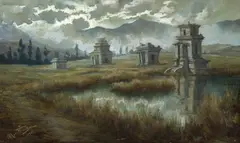 Max Fleischer, Indian Tombs, Watercolor on paper mounted on board