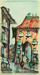 Romero, ARCO DE CUCHILLEROS and CALLE DON PEDRO, Ink and watercolor