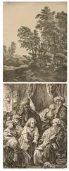 Antonie Waterloo, Landscape with Mercury and Argus, JACOB TELLING HIS DREAMS, etching - Plate: 4 1/4 in. x 3 1/16 in