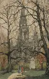 Luigi Kasimir, Cathedral with Fountain