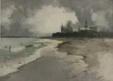 Luigi Kasimir, Villa in Distance on Beach