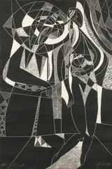 Neal Doty, Two Geometric Figures, Linocut - Plate: 35 in. x 23 1/2 in