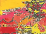 Yellow and Red Abstract by American School, Mixed media, offered Dec 2005