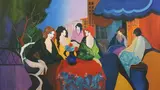 Stapko, Women Gathered Around Table, Oil on canvas