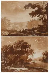 Claude Lorrain, Landscapes with Figures, Two etchings with aquatint by L