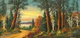 M. A. Hasselbar, Woods Beside a Lake, Oil on masonite