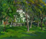 Richard Hartmann, House Among Trees, Oil on panel