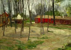 Reszo Burghardt, Circus Encampment, Oil on canvas