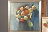 Liana Tischler, STILL LIFE WITH FRUIT and FIVE APPLES: TWO WORKS, the second is initialed lower right, Oil on board
