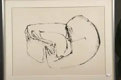 Carlos Poveda, Untitled, FIGURE WITH OBJECT; MAN IN SCHOLARS CAP ; and MAN IN OVERCOAT:THREE WORKS, the first and third are signed and dated '64 in pencil, lower center