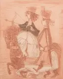 Étienne Ret, Untitled, CHEVALIER AND LADY, signed in pencil lower right and inscribed "epreuve d'artiste." Etching