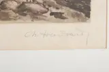 Charles Louis Houdart, FISHING BOATS BY A PIER and MARSHLAND WITH STREAM; TWO WORKS, Each signed in pencil lower right, one noted epreuve d'artiste, one numbered 79