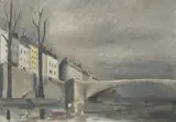 French School, View Along the Seine in Winter, Oil on canvas