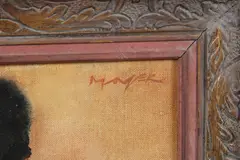 Barry Alan Moyer, Miss Mumford with Fan, Oil on line mounted on panel