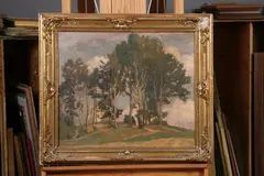 Richard Kaiser, Landscape with House in a Grove, Oil on canvas