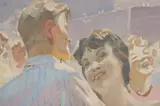Soviet School, Dancing in the Red Square, Oil on canvas