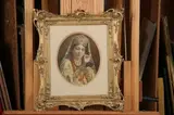 Vladimir Egorovitch Makovski, Woman Looking at Earring in Pocket Mirror, Oil on board