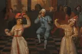 Northern European School, Elegant Interior with Figures Dancing