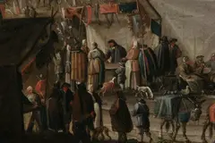 Dutch School, The Marketplace, Oil on cradled panel