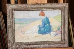 Sarah S Munroe, Woman Seated at the Seashore, Pastel and watercolor on paper
