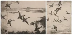 Frank Benson, HIGH FLYING DUCKS and GEESE: TWO WORKS, Etching