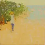 Lionel V. Bulmer, Untitled, 'Beginning of the Beach' oil on board 30.5 x 30.5cm Provenance: With Messum's Fine Art