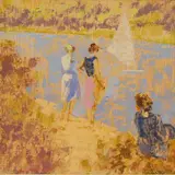 Lionel V. Bulmer, Untitled, 'Riverside - Walberswick' oil on board 30.5 x 30.5cm Provenance: With Messum's Fine Art