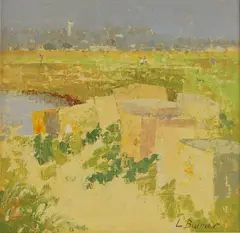 Untitled by Lionel V. Bulmer, oil on board 30 x 30.5cm Provenance: With Messum's Fine Art, sold Apr 2024