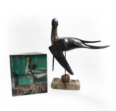 Untitled by Guy Taplin, carved and painted driftwood on a metal and driftwood base 55cm high, sold Apr 2024